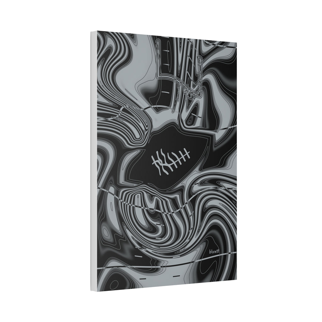 Black & Silver Trippy Football Glossy Canvas