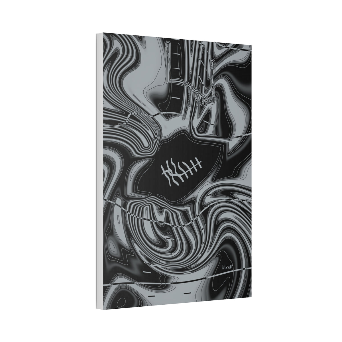 Black & Silver Trippy Football Glossy Canvas