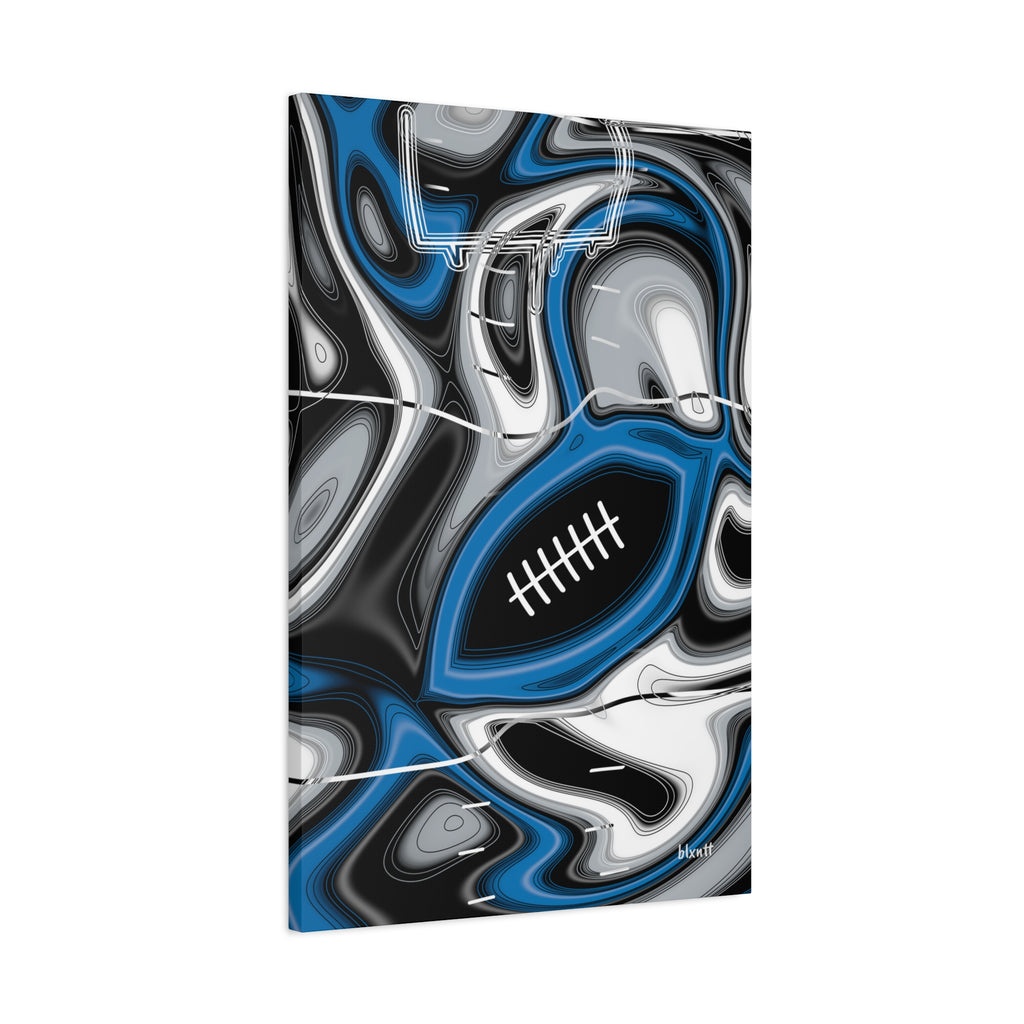 Bright Blue & Silver Trippy Football Canvas