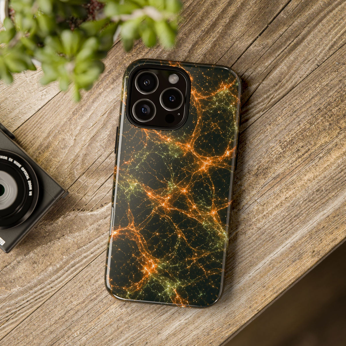 Neon Mycelium - Electric Tangerine Teal Phone Case