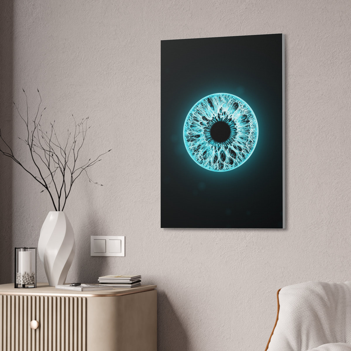 BLXNTT Iris – Lace Web Electric Cyan Glossy Canvas
