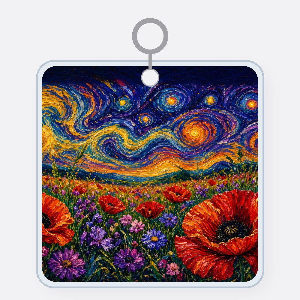 Starry Poppies Acrylic Keychain