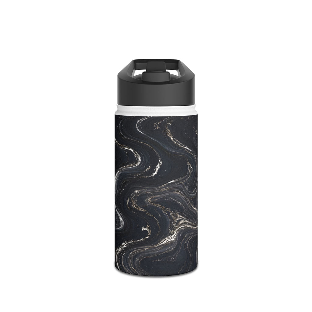 Black & Silver Marble Water Bottle