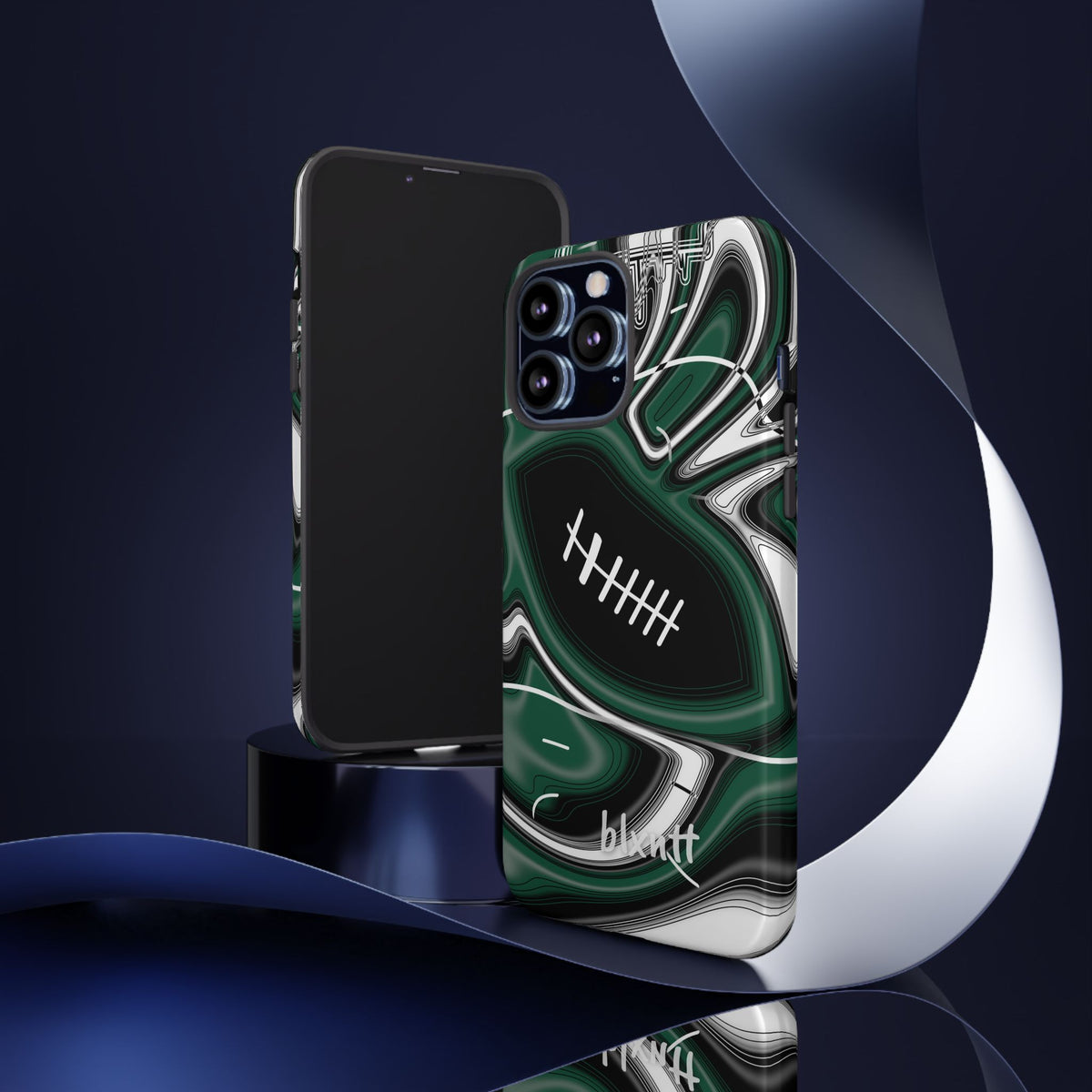 Hunter Green & White Trippy Football Phone Case