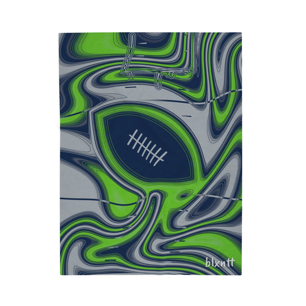 Navy & Neon Green Trippy Football Blanket