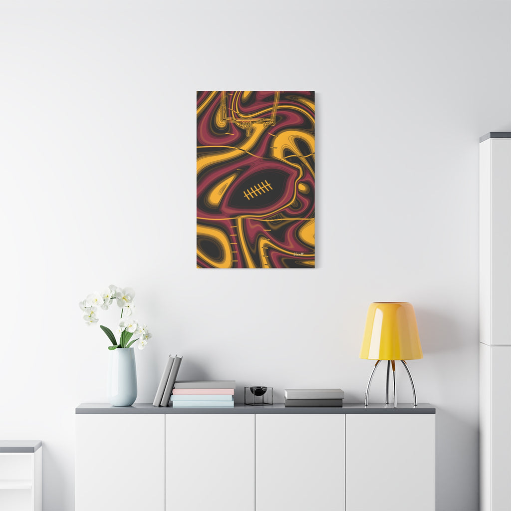 Cardinal Red, Black & Gold Trippy Football Canvas
