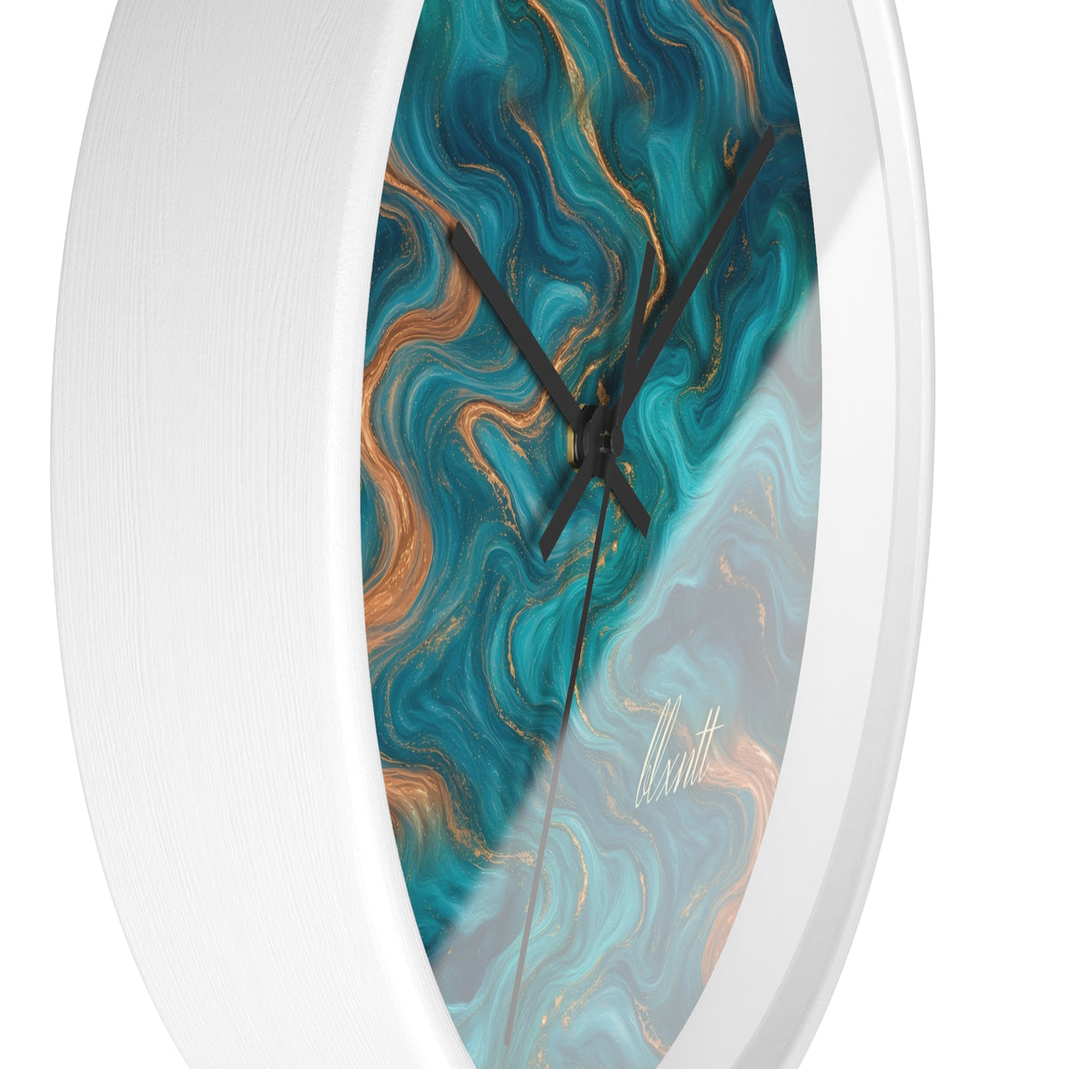 Turquoise & Copper Marble Wall Clock