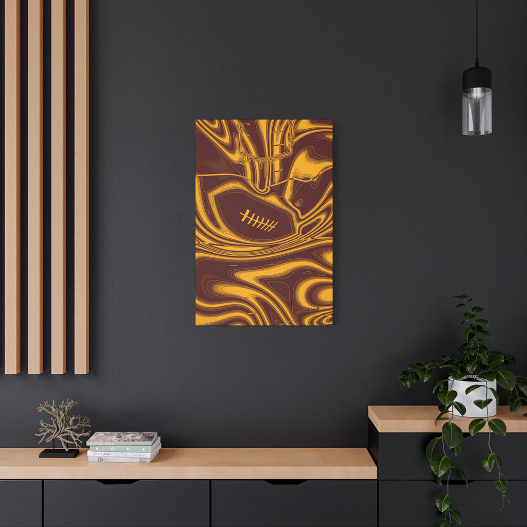 Burgundy & Gold Trippy Football Canvas