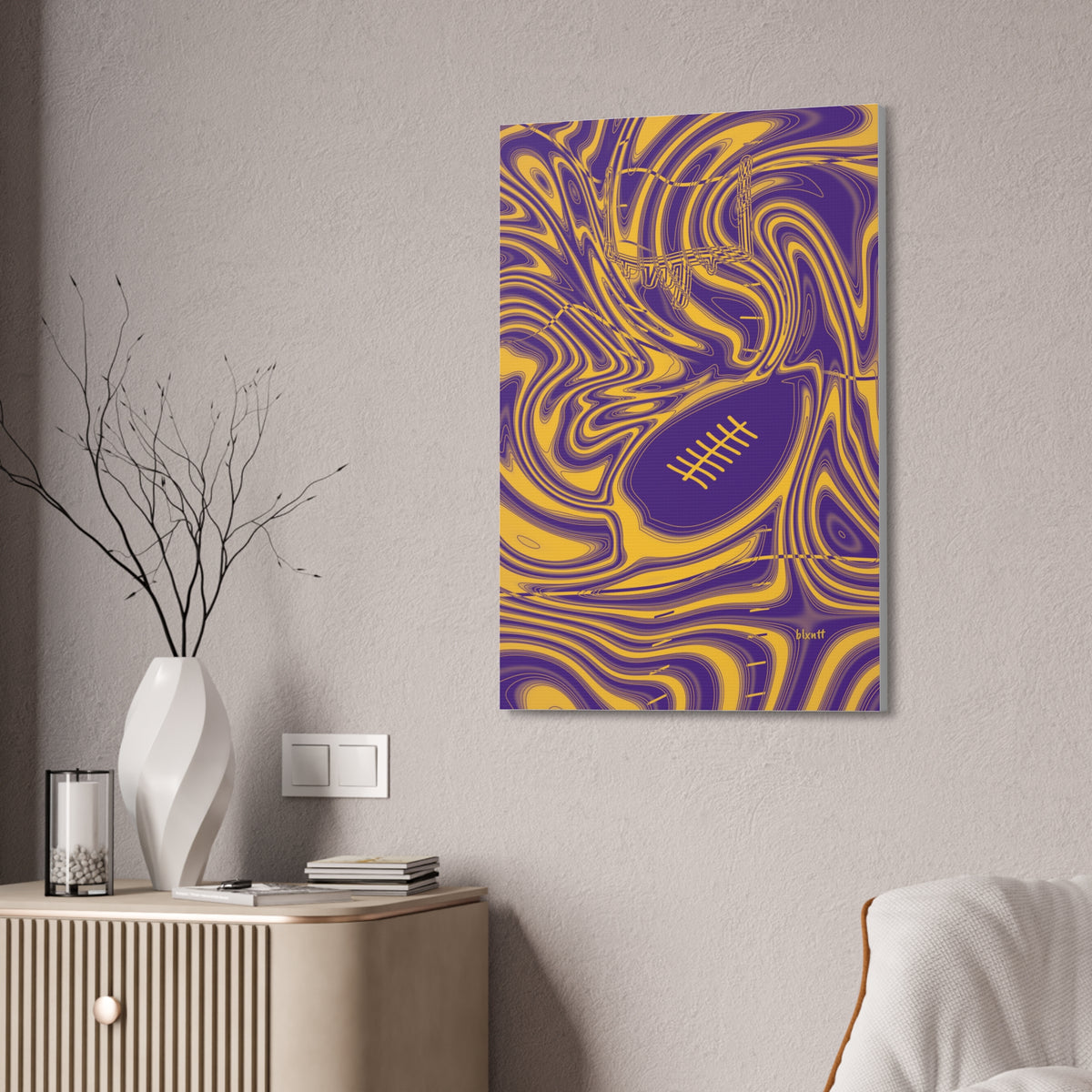 Purple & Gold Trippy Football Glossy Canvas