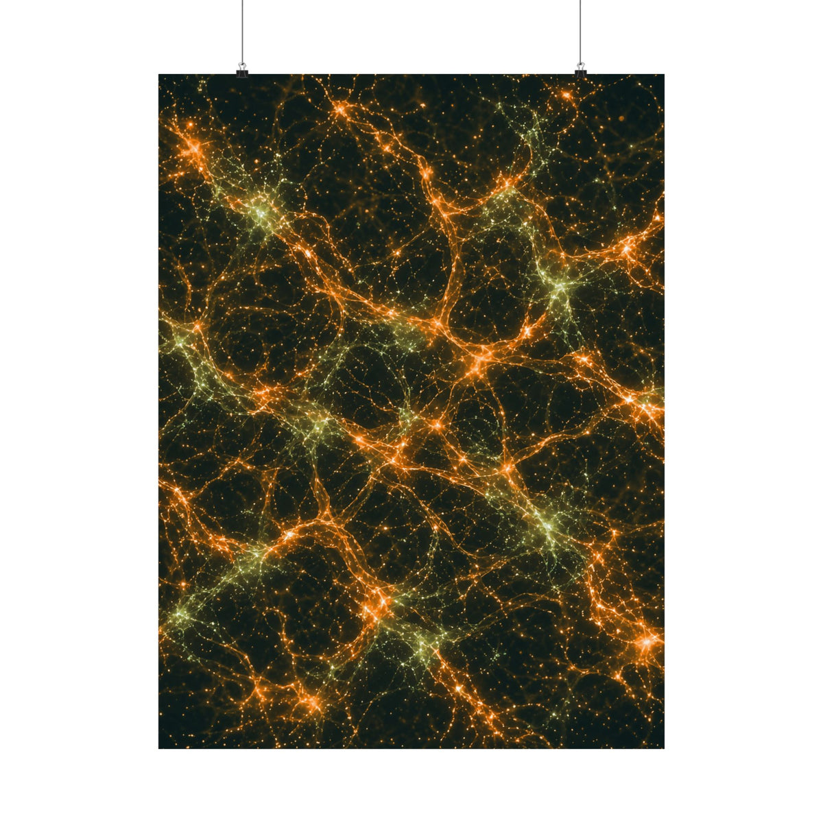 Neon Mycelium - Electric Tangerine Teal Poster
