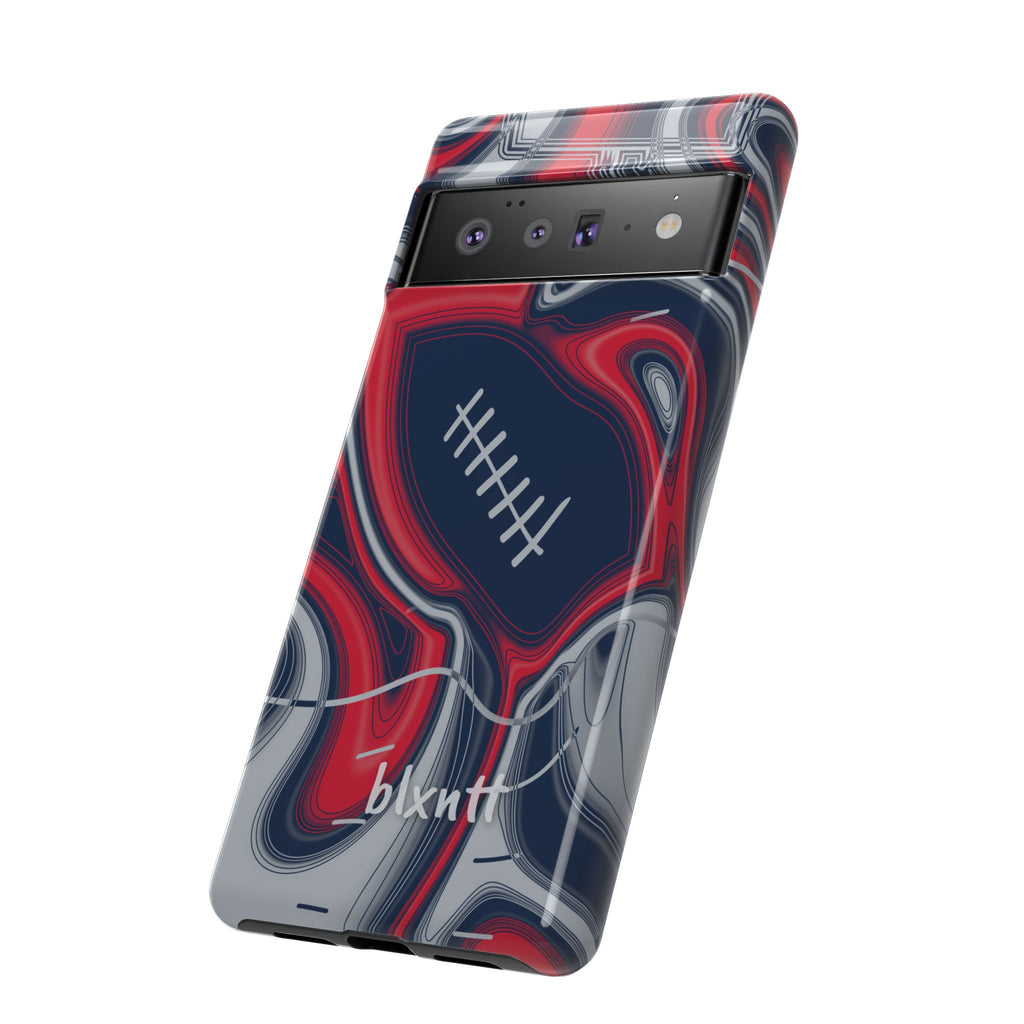 Navy, Red & Silver Trippy Football Phone Case