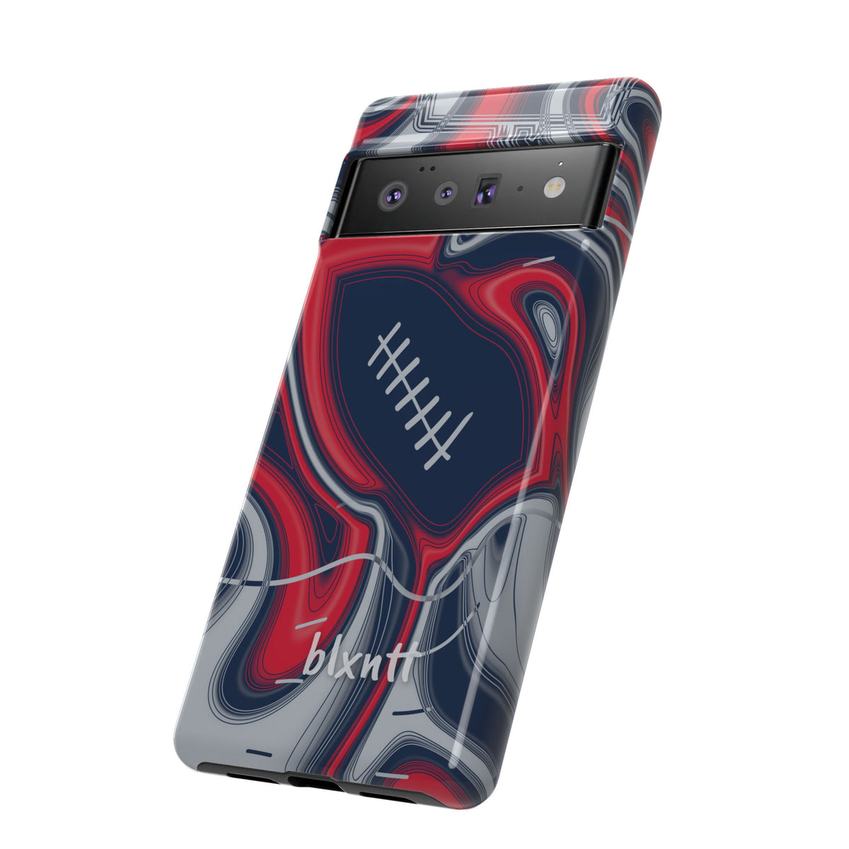 Navy, Red & Silver Trippy Football Phone Case