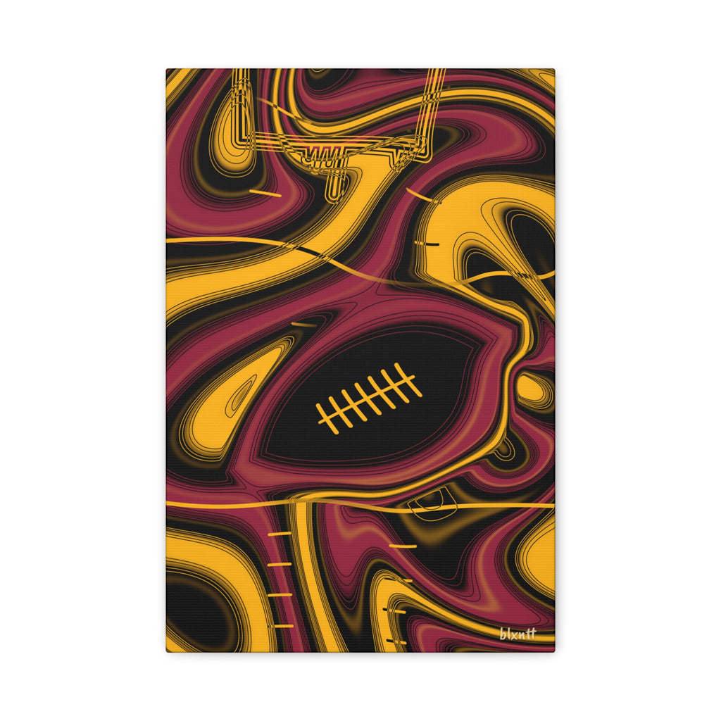 Cardinal Red, Black & Gold Trippy Football Canvas
