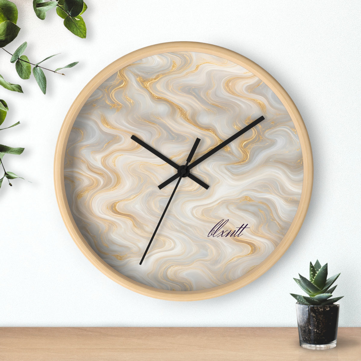 White & Gold Marble Wall Clock