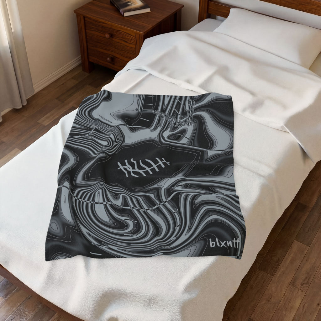 Black & Silver Trippy Football Blanket