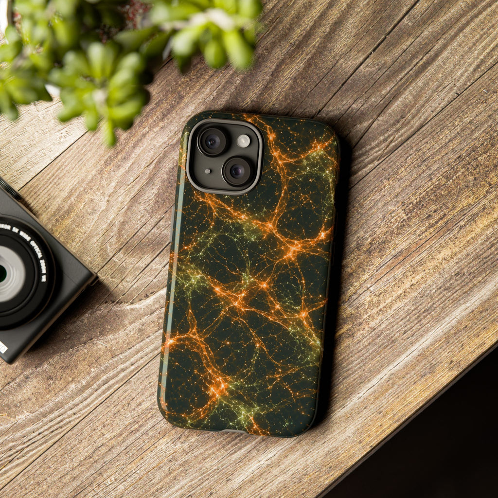 Neon Mycelium - Electric Tangerine Teal Phone Case