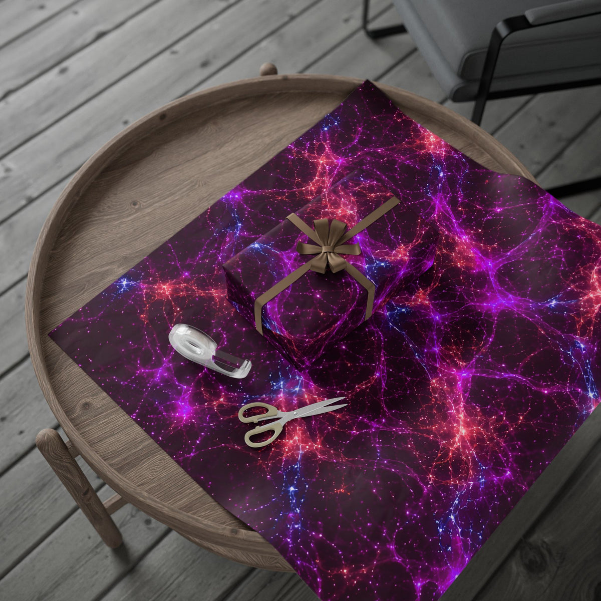 Neon Mycelium - Ember Orchid Wrapping Paper