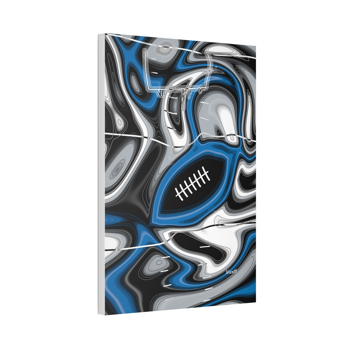 Bright Blue & Silver Trippy Football Glossy Canvas