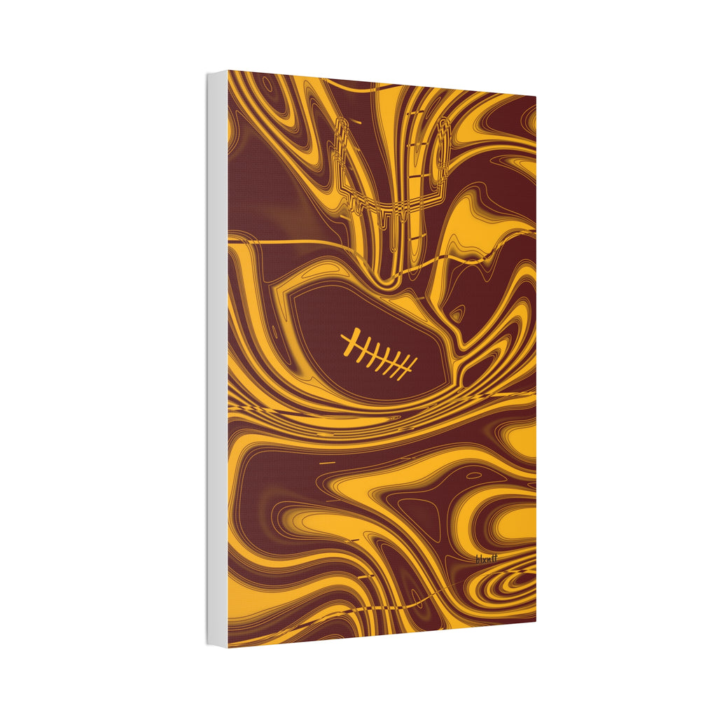 Burgundy & Gold Trippy Football Glossy Canvas