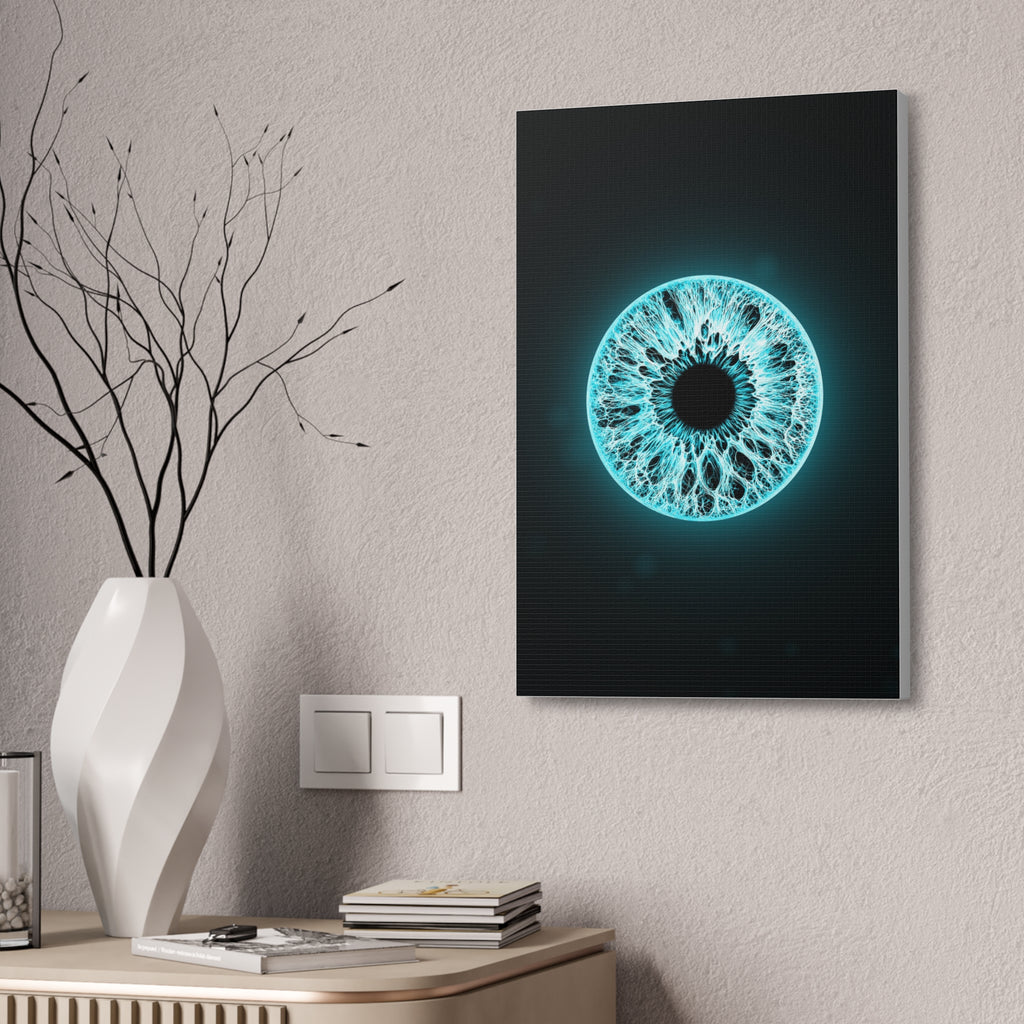 BLXNTT Iris – Lace Web Electric Cyan Glossy Canvas