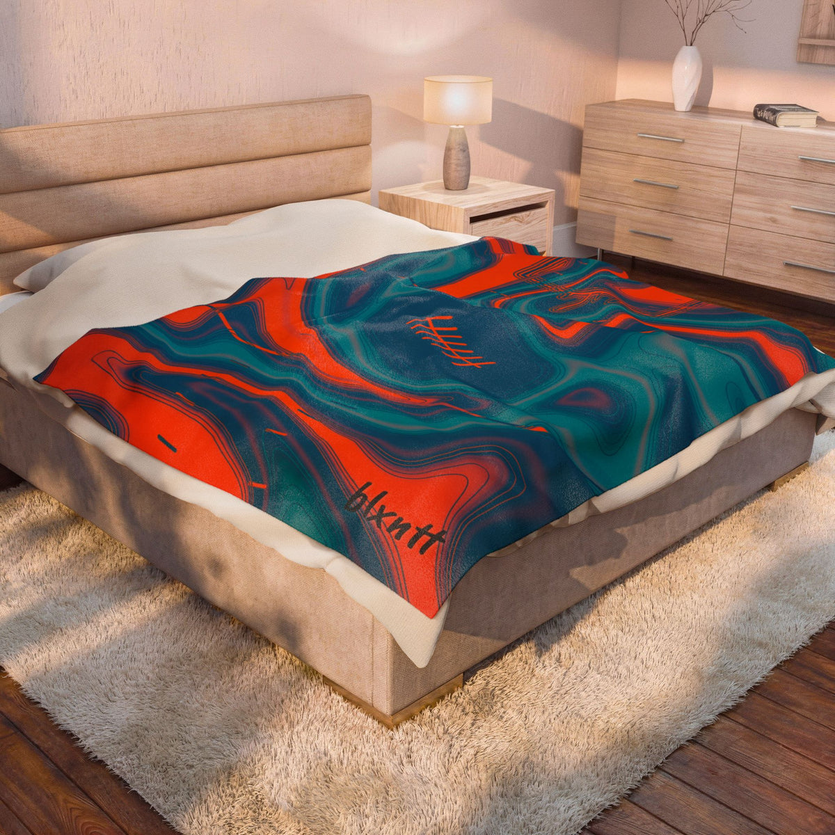 Aqua & Orange Trippy Football Blanket