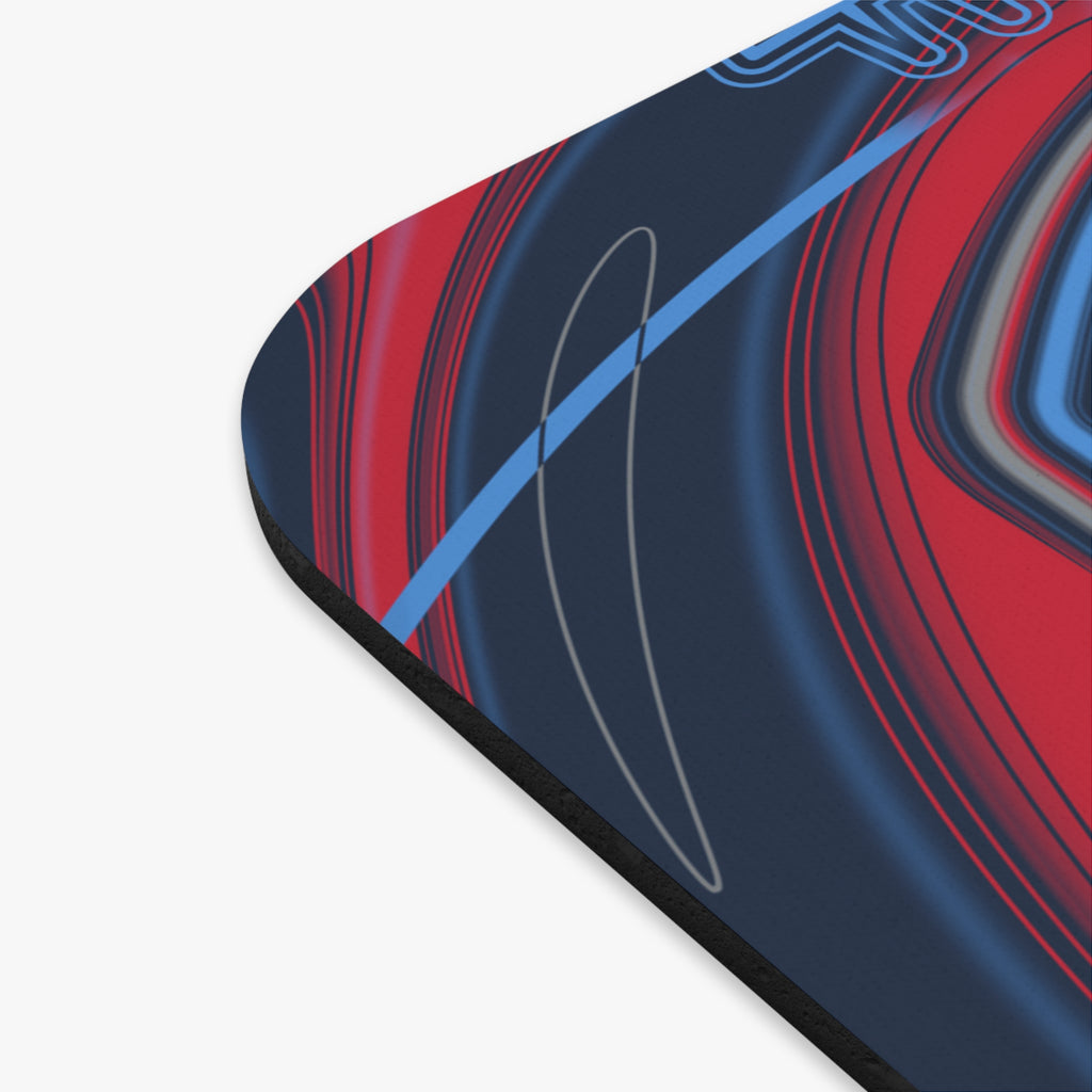 Navy, Light Blue & Red Trippy Football Mouse Pad