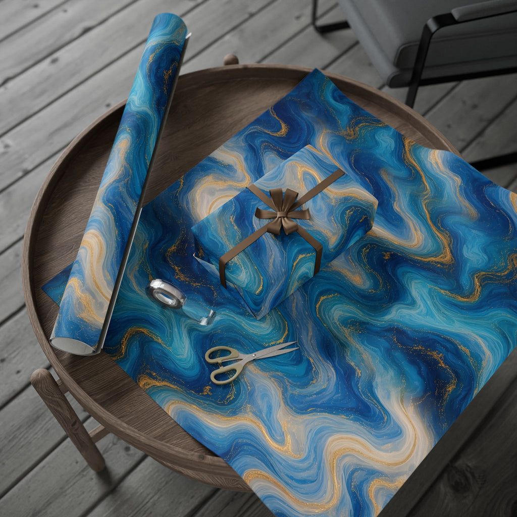 Ocean Blue Marble Wrapping Paper