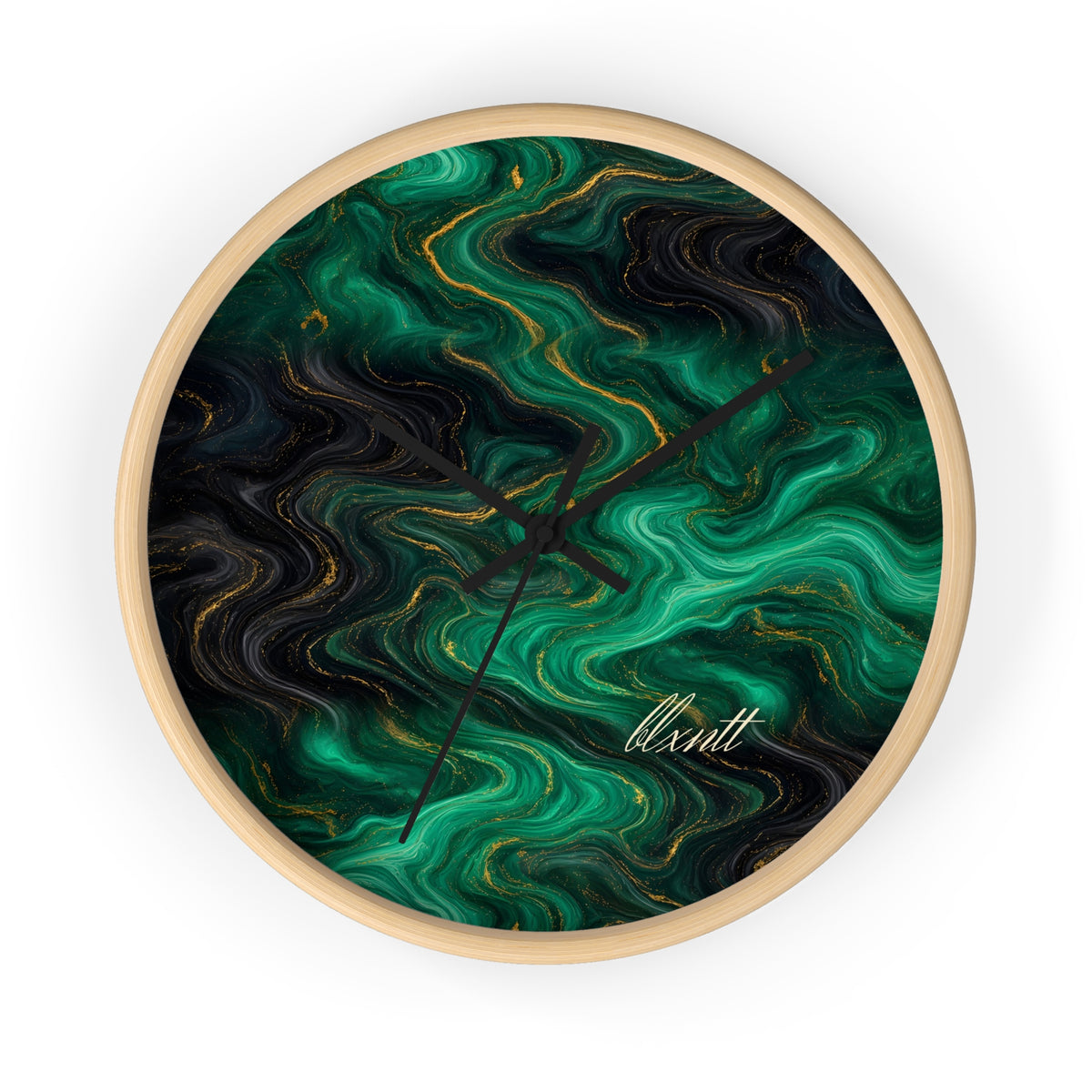 Emerald & Black Marble Wall Clock