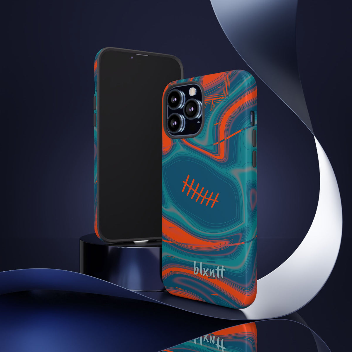 Aqua & Orange Trippy Football Phone Case