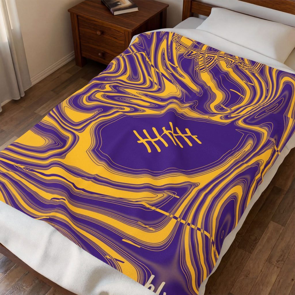 Purple & Gold Trippy Football Blanket