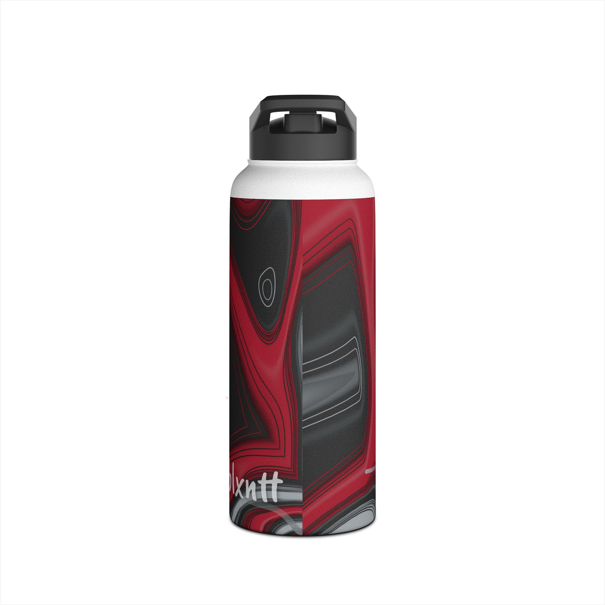 Red, Black & Silver Trippy Football Water Bottle