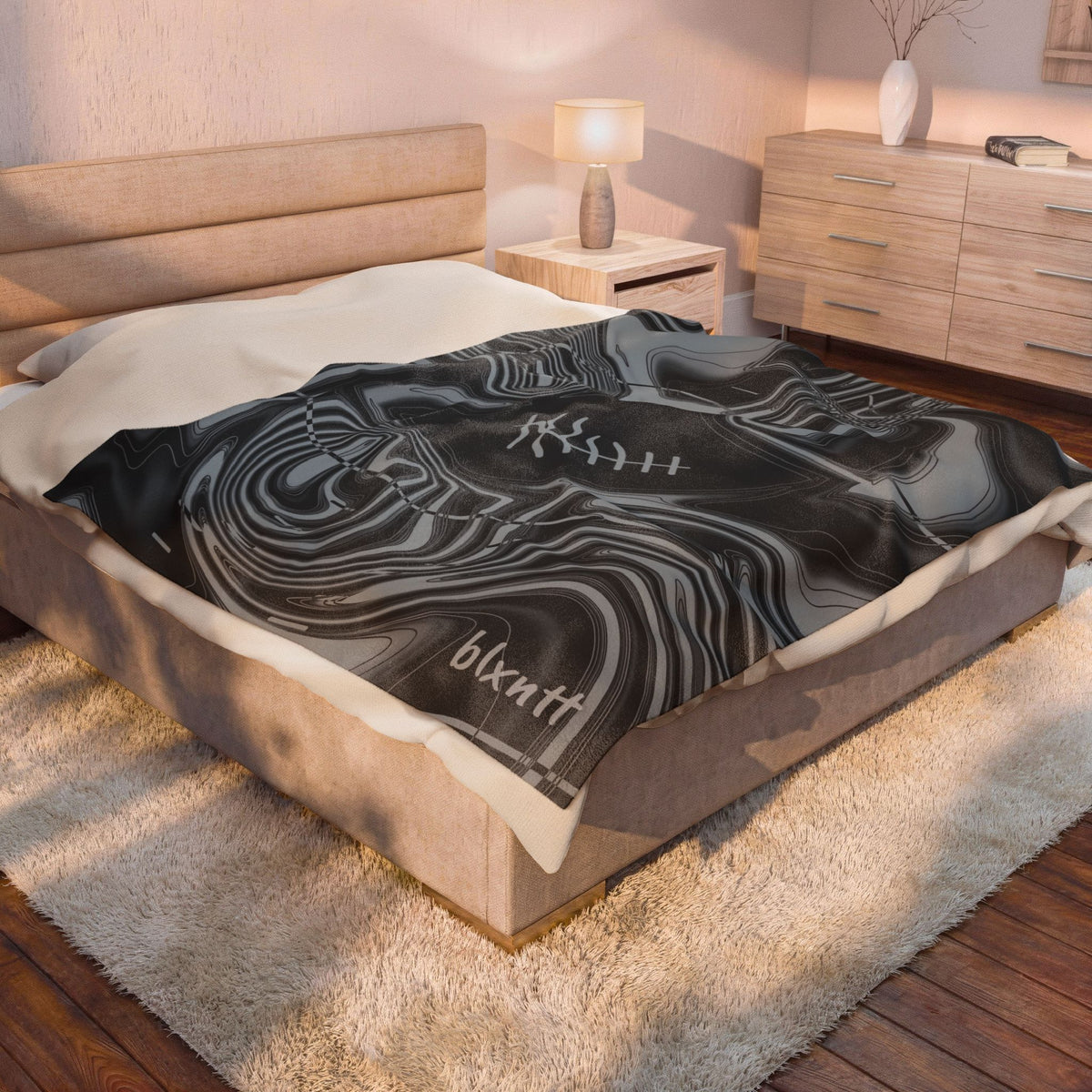 Black & Silver Trippy Football Blanket