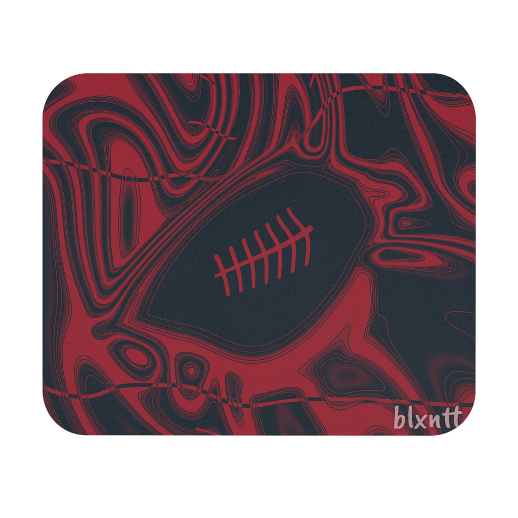 Midnight Navy & Red Trippy Football Mouse Pad