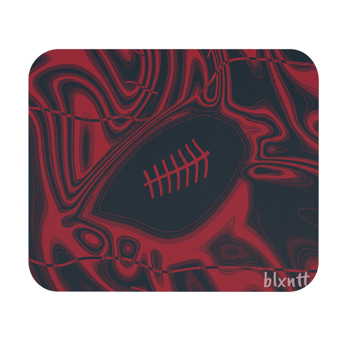 Midnight Navy & Red Trippy Football Mouse Pad