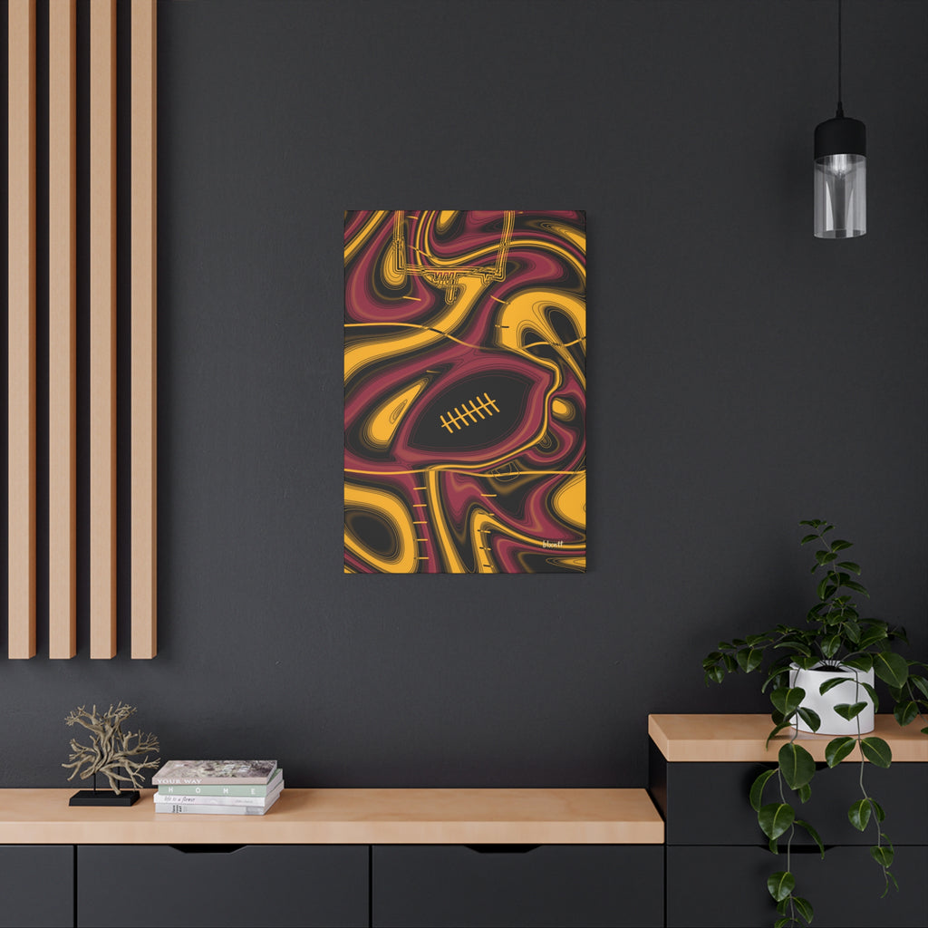 Cardinal Red, Black & Gold Trippy Football Canvas
