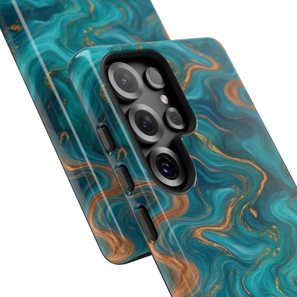 Turquoise & Copper Marble Phone Case