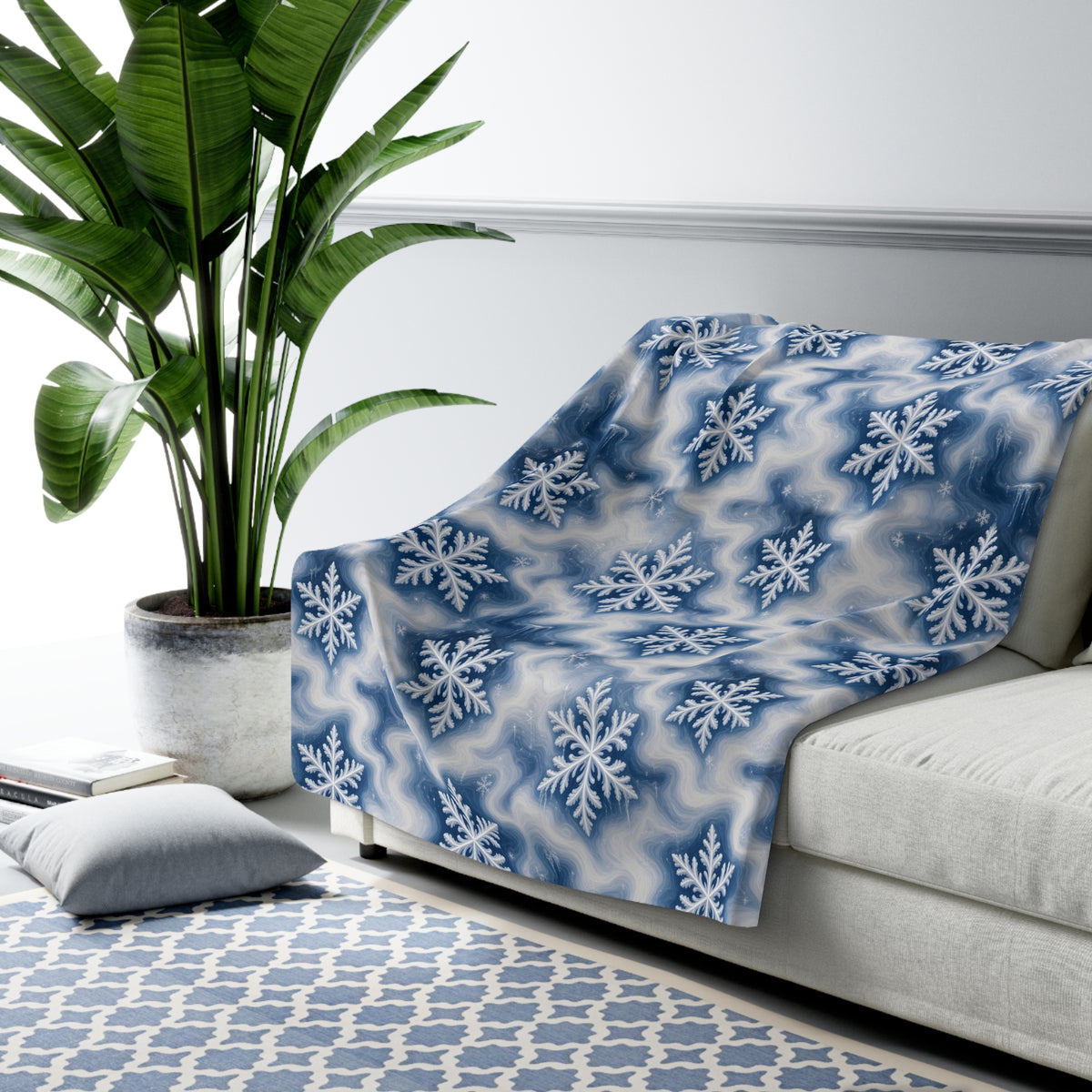 Snowflake Trippy Christmas Sherpa Blanket