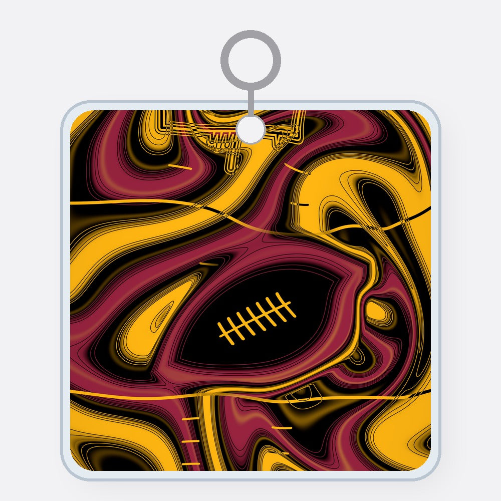 Cardinal Red, Black & Gold Trippy Football Acrylic Keychain