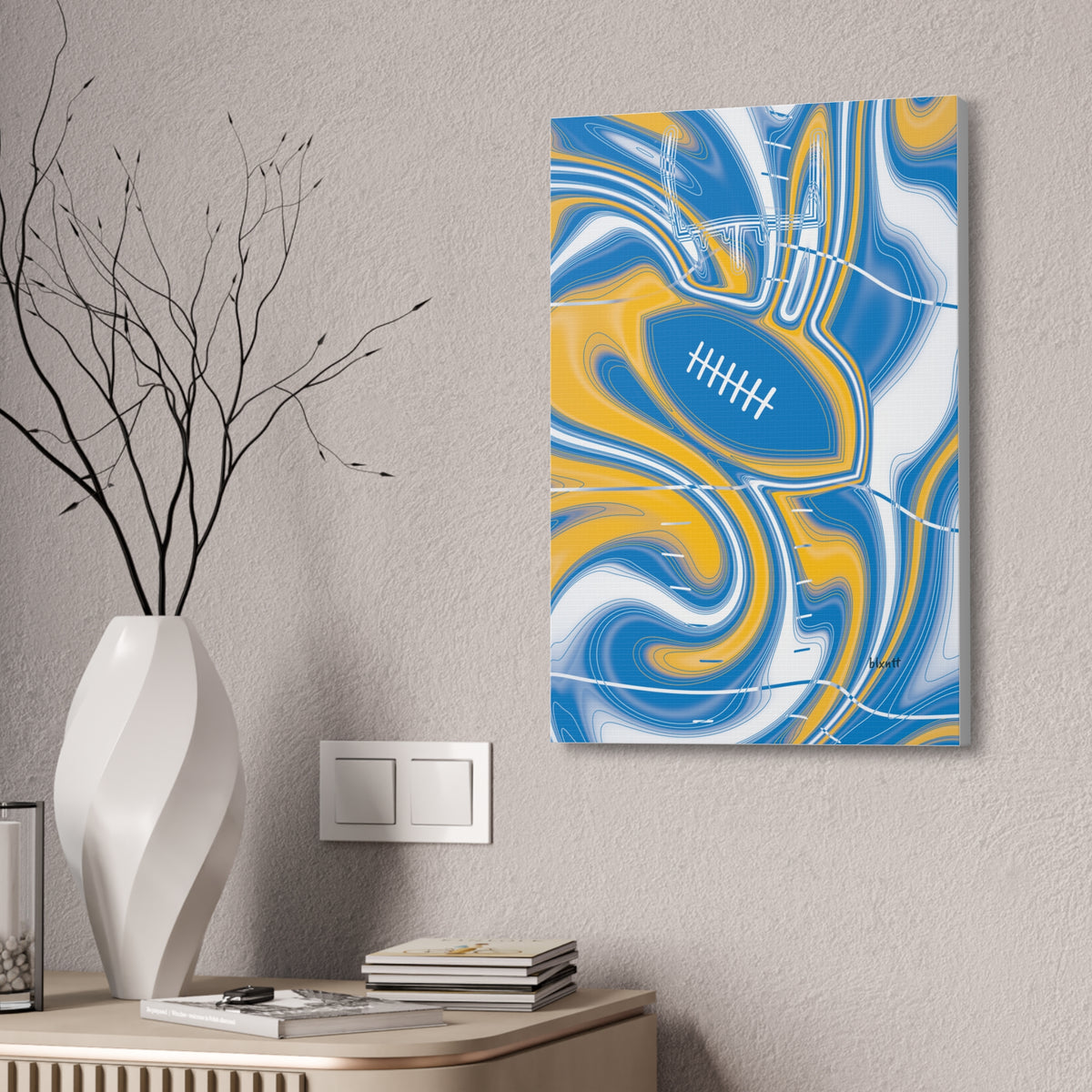 Powder Blue & Gold Trippy Football Glossy Canvas