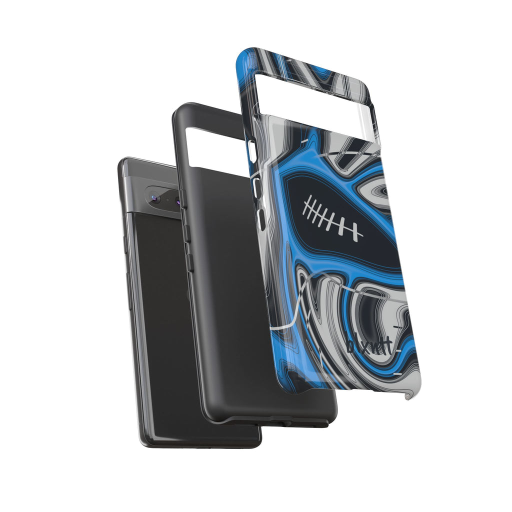 Sky Blue, Black & Silver Trippy Football Phone Case