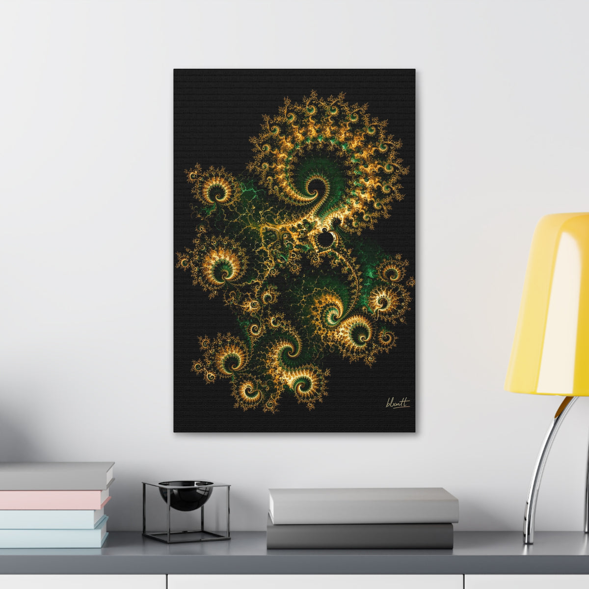 Copper Infinity - Emerald & Gold Glossy Canvas