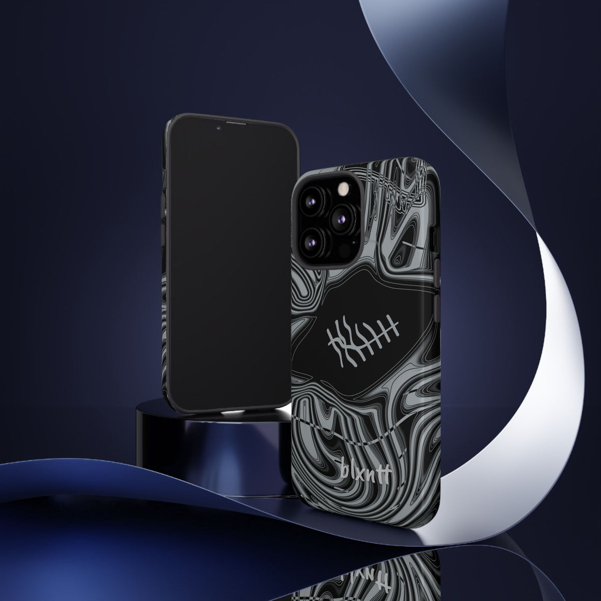Black & Silver Trippy Football Phone Case