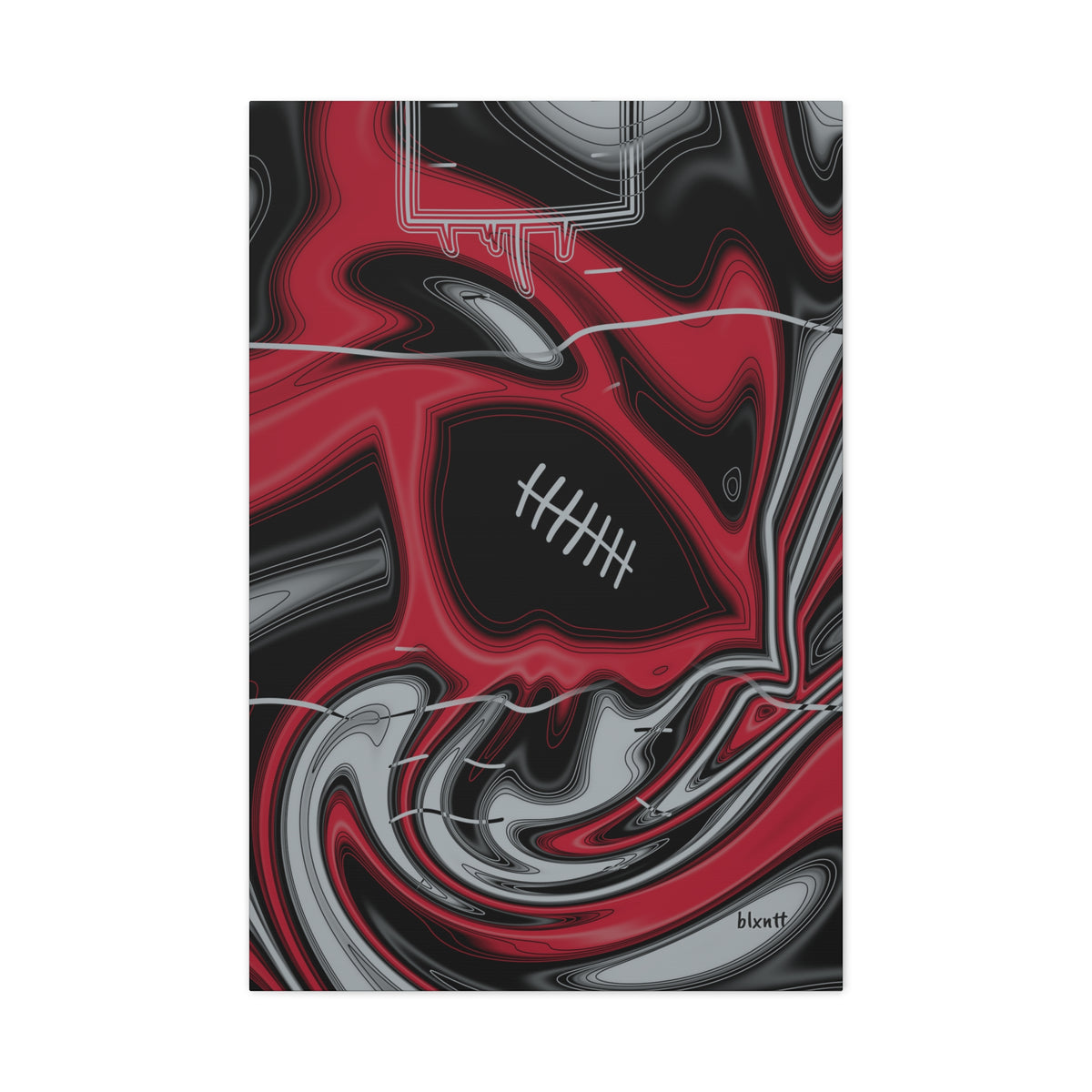 Red, Black & Silver Trippy Football Canvas