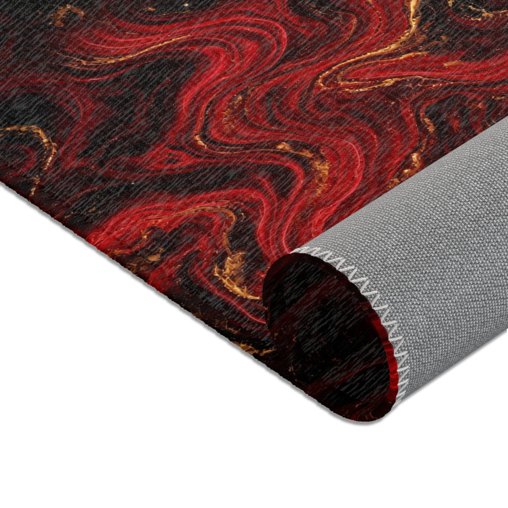 Red & Black Marble Area Rug