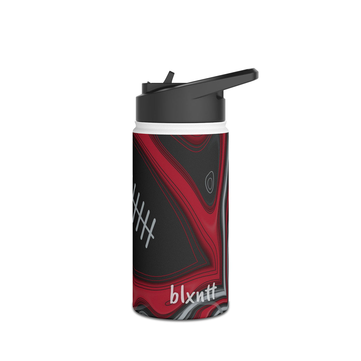 Red, Black & Silver Trippy Football Water Bottle