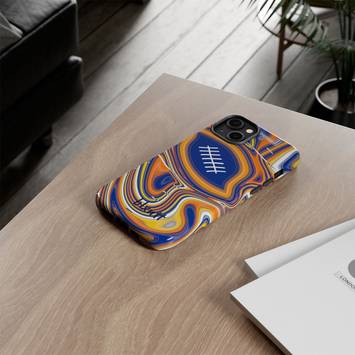 Royal Blue & Yellow Trippy Football Phone Case