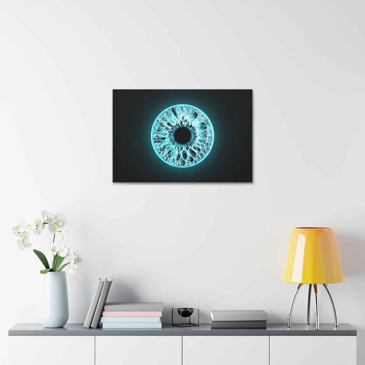 BLXNTT Iris – Lace Web Electric Cyan Glossy Canvas