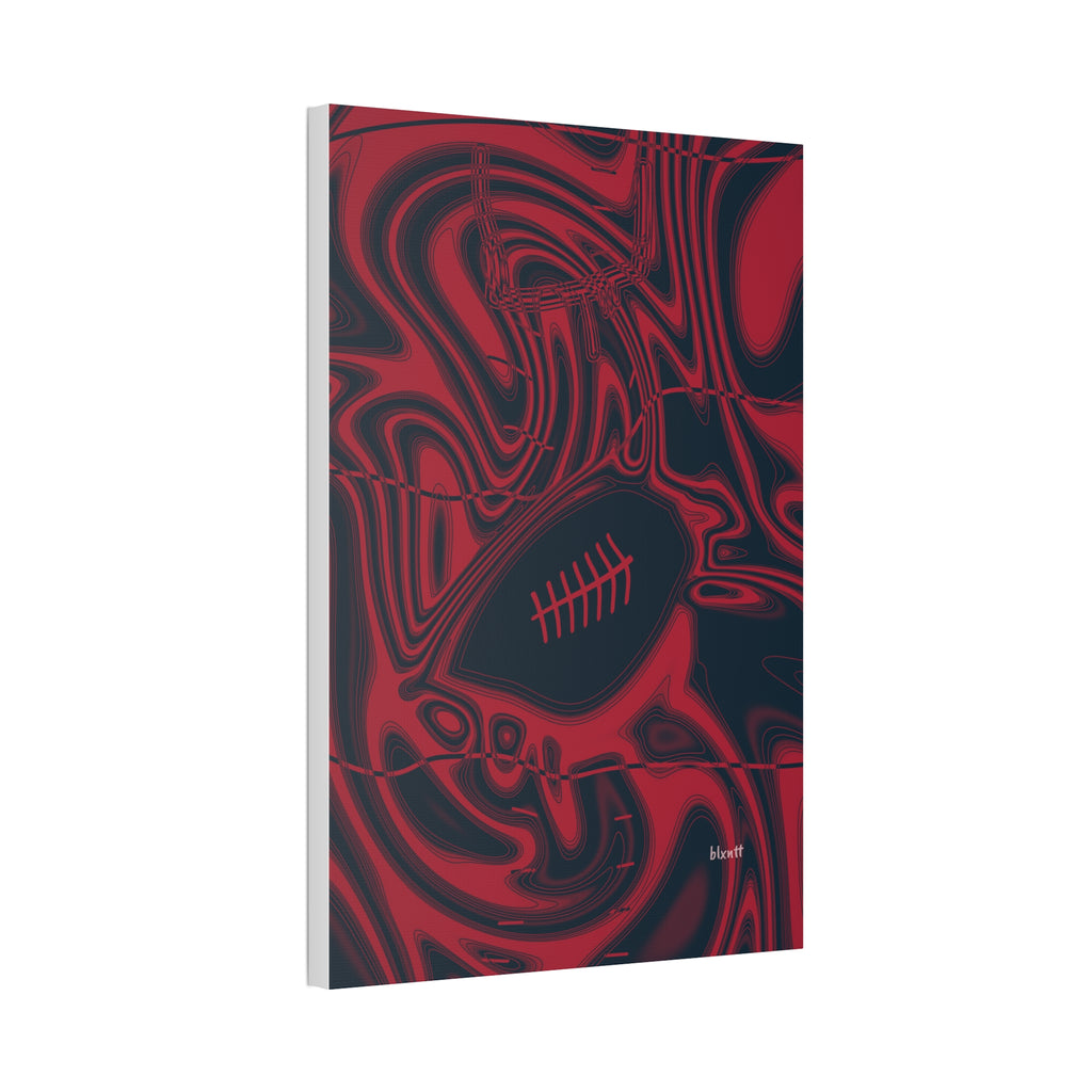 Midnight Navy & Red Trippy Football Glossy Canvas