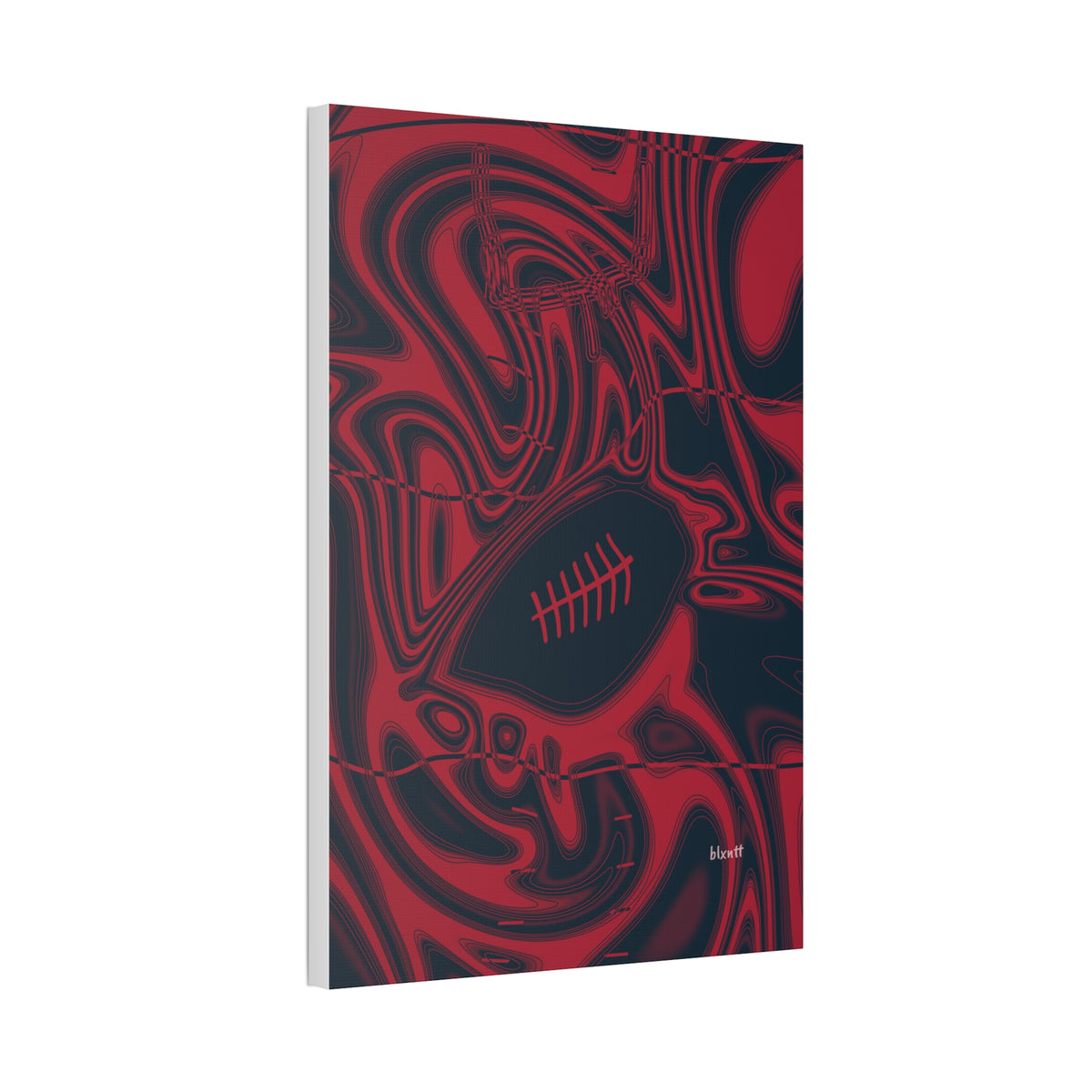 Midnight Navy & Red Trippy Football Glossy Canvas