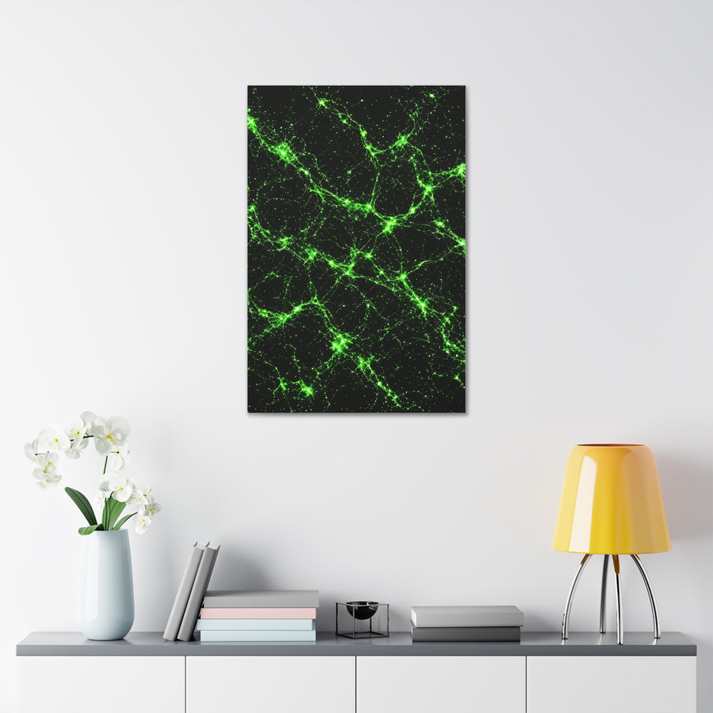 Neon Mycelium - Toxic Lime Glossy Canvas